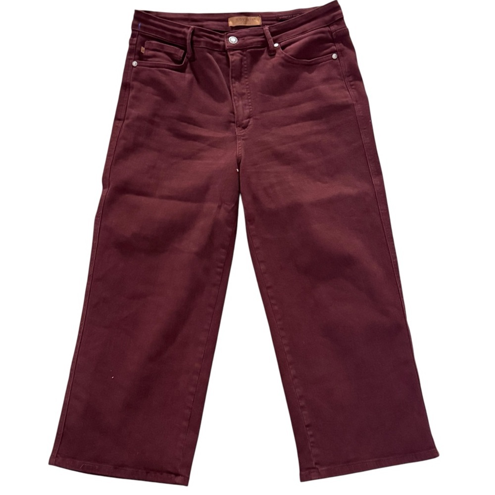 Judy Blue Size 13/31 Red Wine 5 Pocket Cotton-Poly-Spandex Cropped Jeans NWOT - Picture 2 of 9
